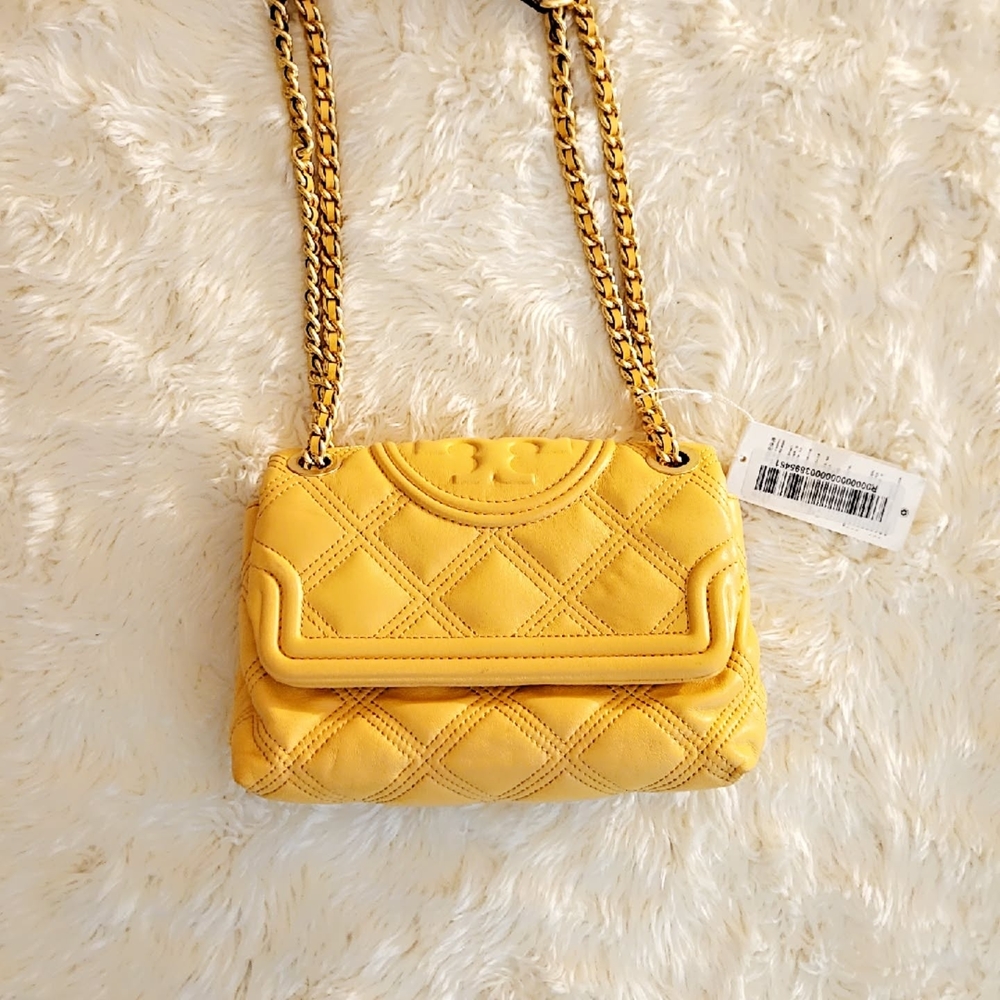Tory Burch Yellow Quilted Shoulder Bag
